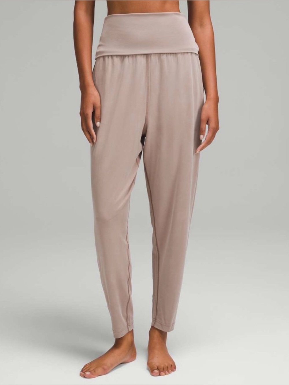 Lululemon Taupetastic Cupro Foldover Relaxed Yoga Pant Sz 4